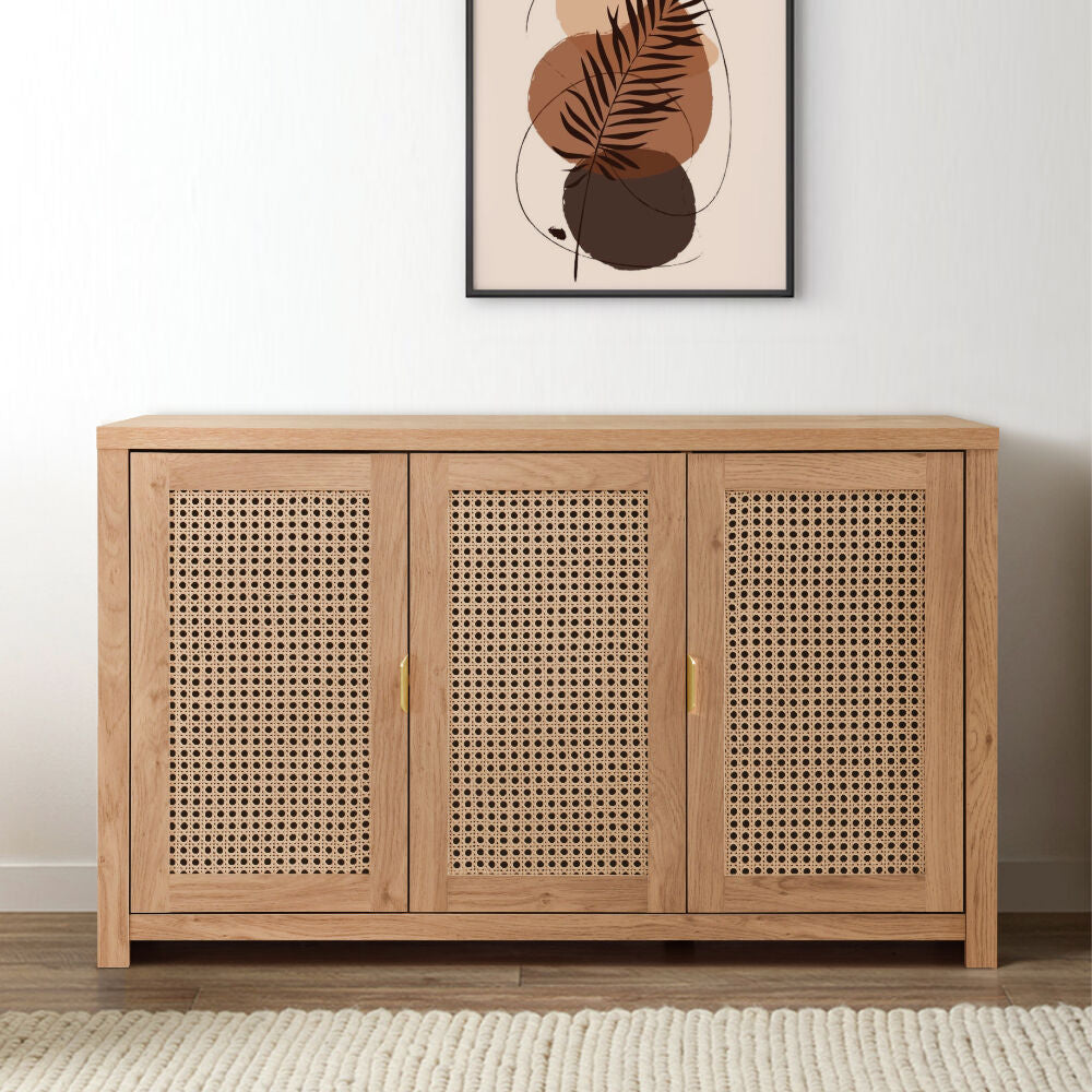 طاولة بوفيه جانبية راتان - بني فاتح