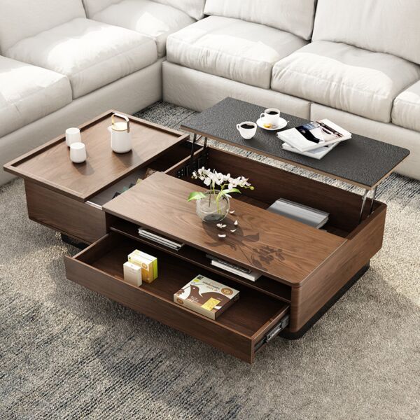 طاولة قهوة خشبية حديثة ملتي فانكشنال 